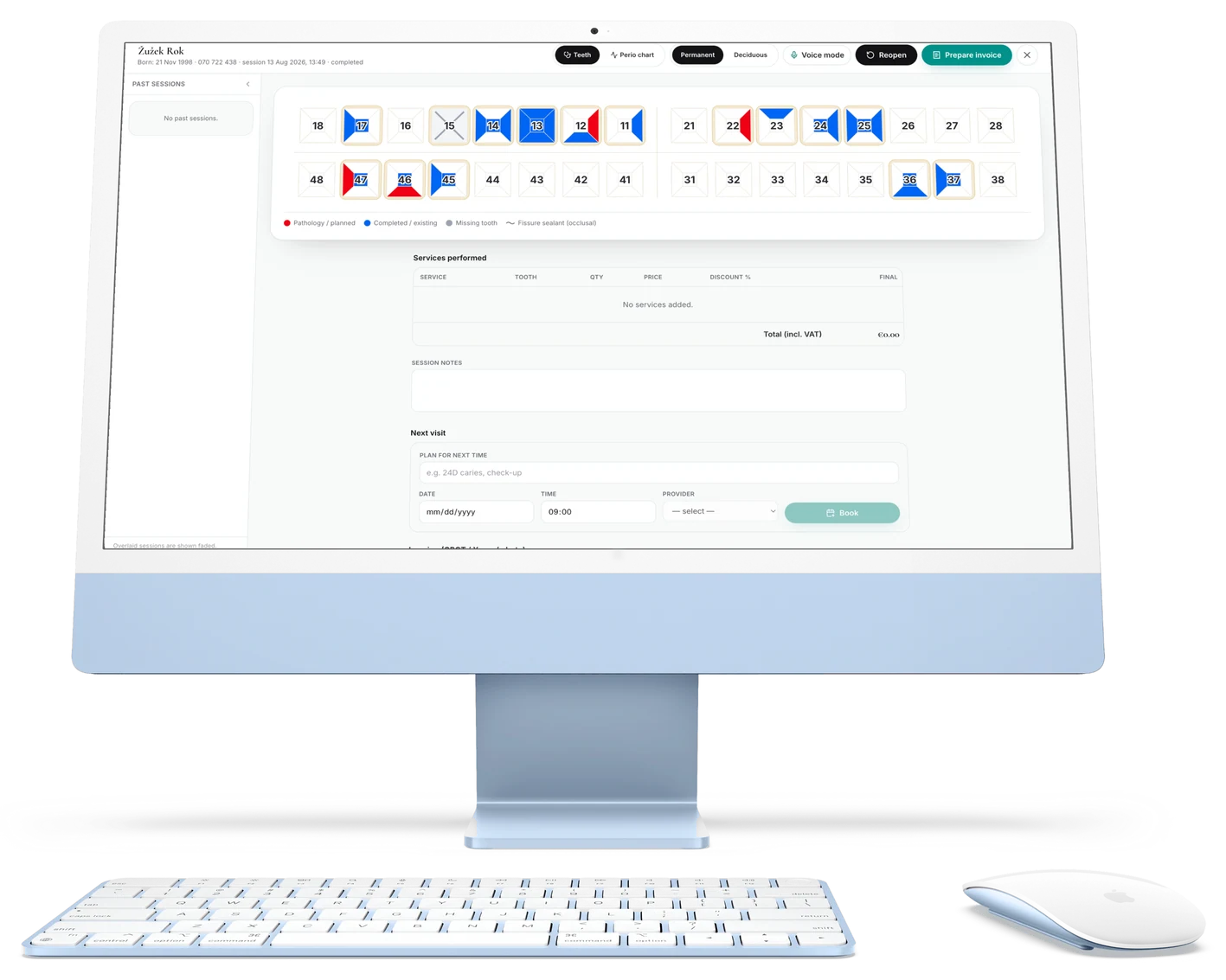 A completed session in Ordion Lab with invoice preparation.